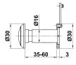 Ajtókitekintő 16mm ezüst (35-60mm)