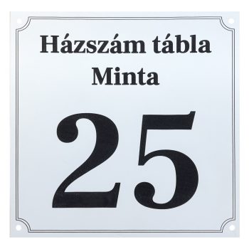 Utcanév tábla házszámmal 18,5 x 18,5 cm
